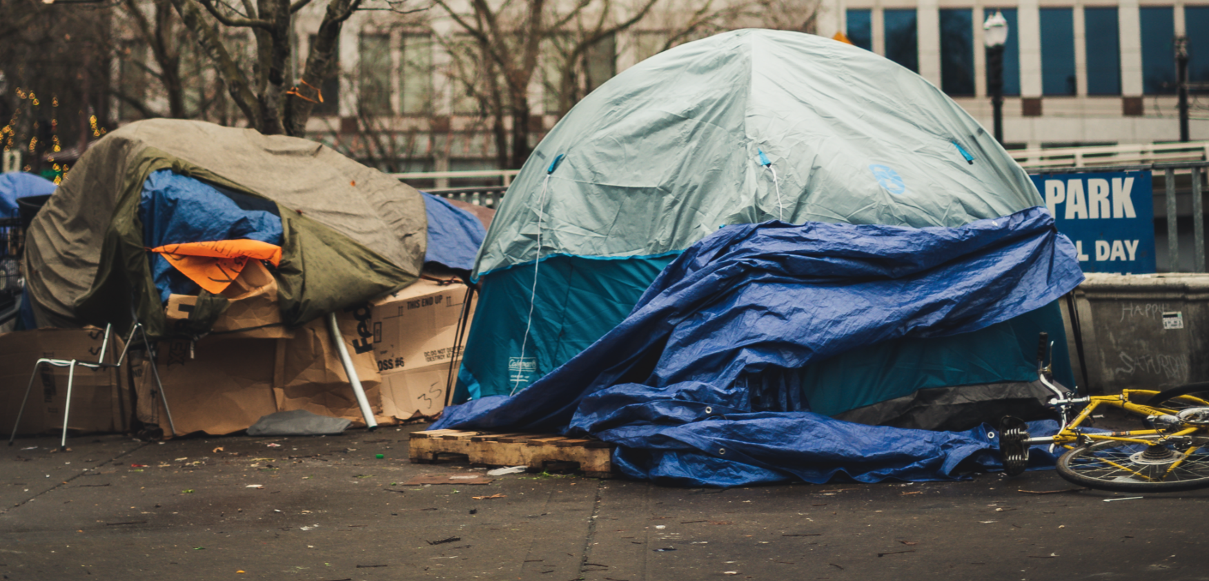 Unhoused Tent Camp in City