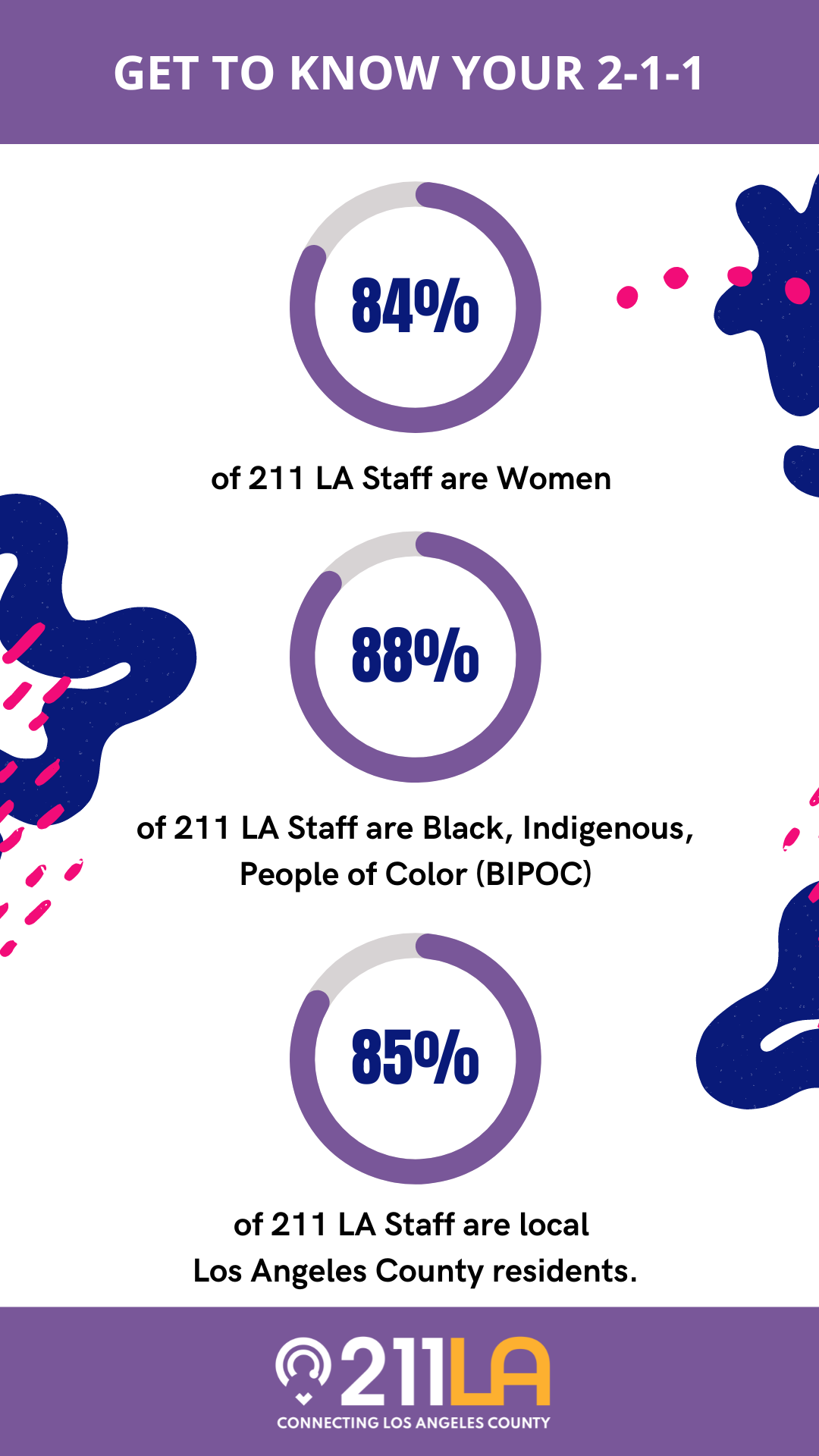 Data Pie Graph on 211 LA Staff 