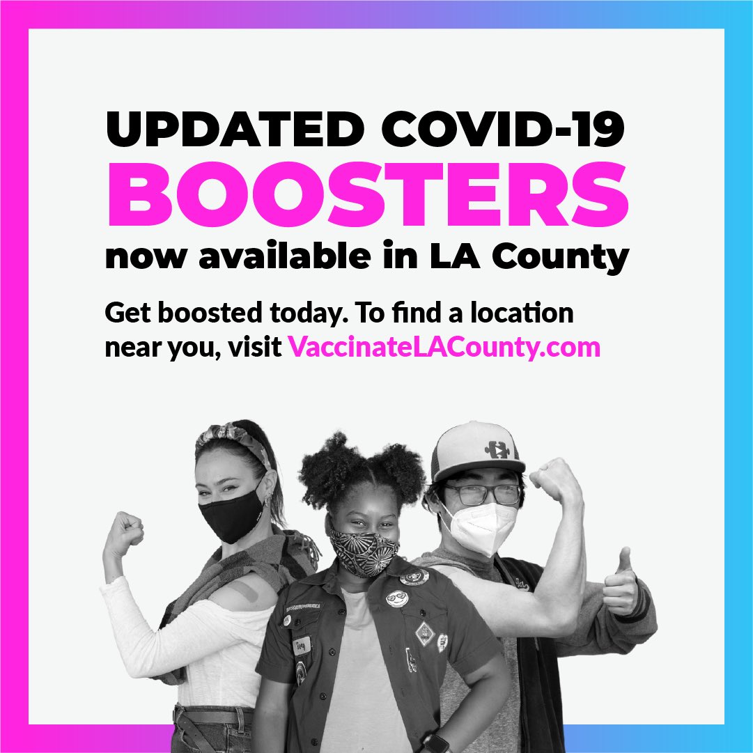 Family image encouraging COVID 19 LA County booster