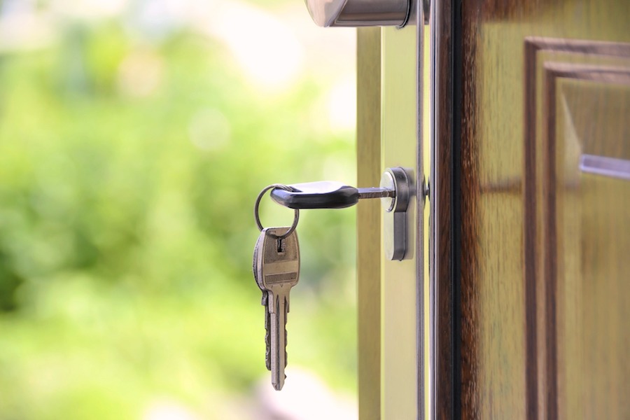 image of key in door