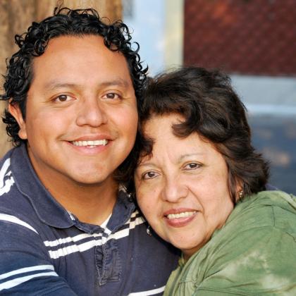 Two people hugging