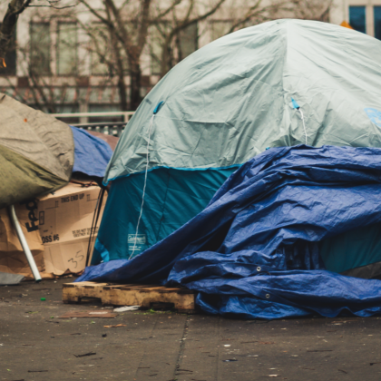 Unhoused Tent Camp in City