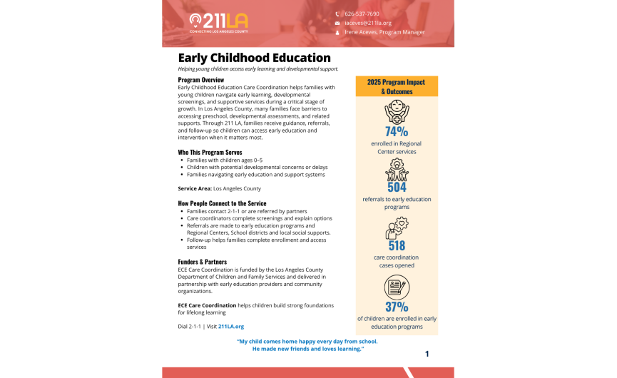 Early Childhood Education - One Pager
