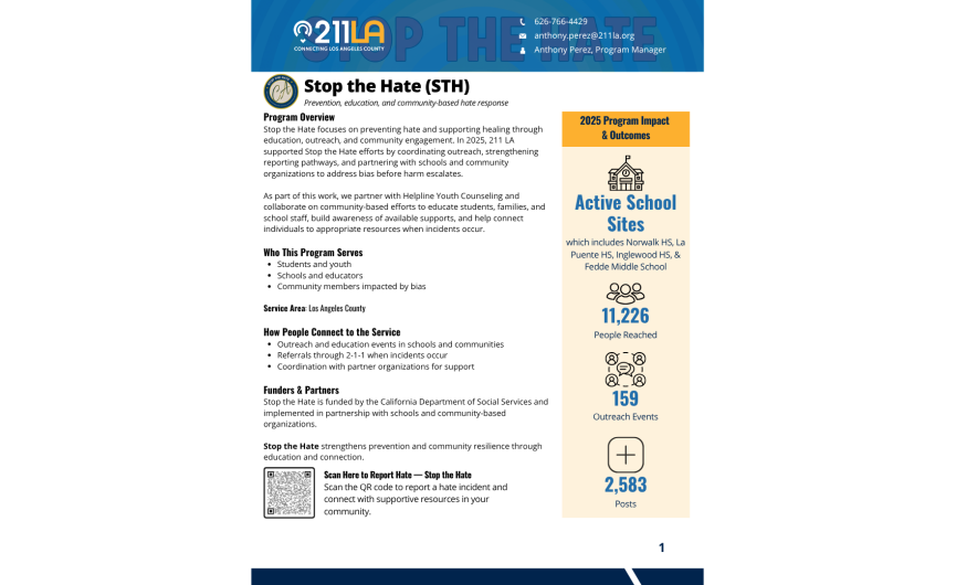 Stop the Hate - One Pager