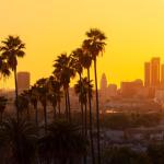 Evening golden hour of the los angeles skyline