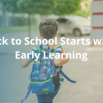 Child with backpack walking on the side walk heading to the door 