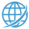 Online services connected globe blue icon