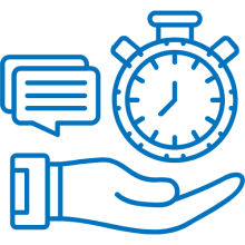 Responsiveness Icon conversation bubble, Clock, Had under providing these items