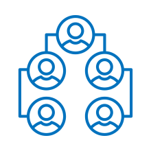 5 icon of people with a line interconnecting each person